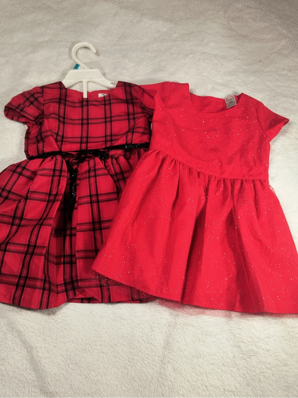 Carter's Red Plaid & Sparkle Holiday Dress Duo